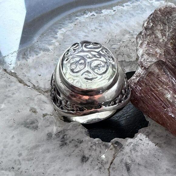 Carolyn Pollack Sterling Oval Amethyst & Carved Clear Quartz Doublet Ring Sz 6 - Picture 5 of 10